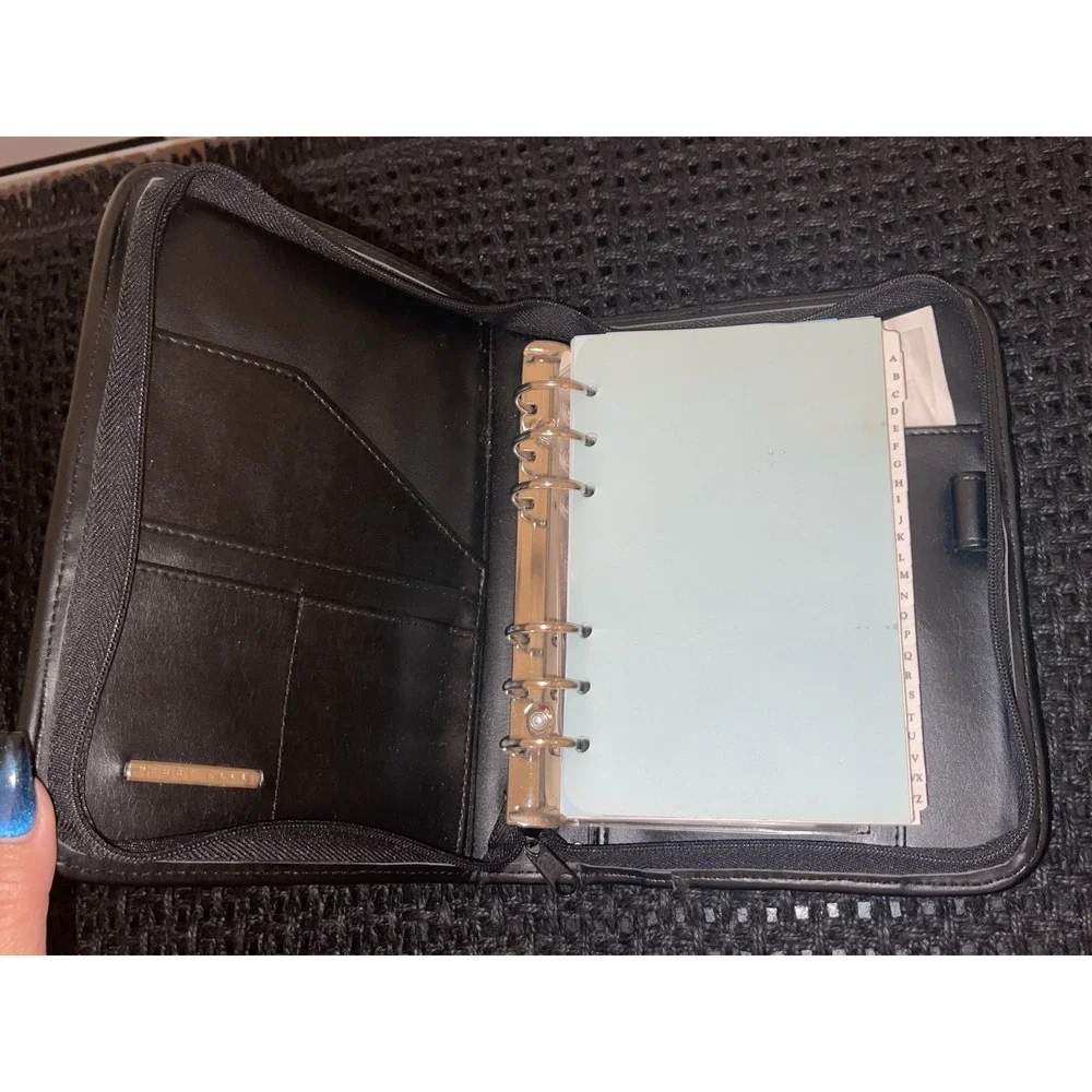 Vintage Perry Ellis Black Leather Day Planner / Organizer
